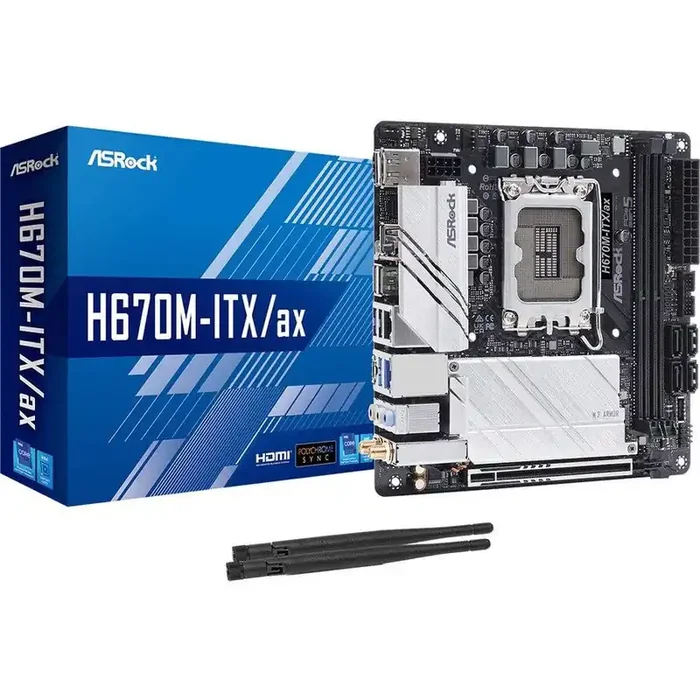 ASRock H670M-ITX/ax Desktop Motherboard – Intel H670 Chipset – Socket LGA-1700 – Intel Optane Memory Ready – Mini ITX