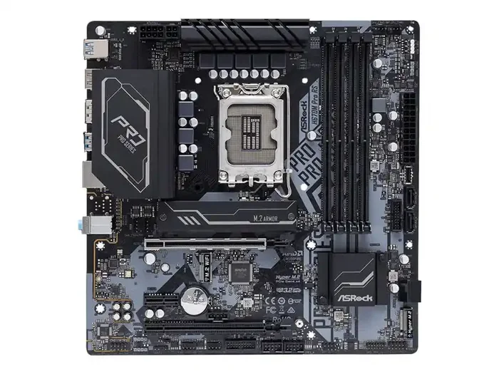 Asrock H670M Pro Rs – Motherboard – Micro Atx – Lga1700 Socket – H670 Chipset – Usb-C Gen1, Usb 3.2 Gen 1, Usb 3.2 Gen 2 – Gigabit Lan – Onboard Graphics (Cpu Required) – Hd Audio (8-Channel)