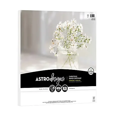 Astrodesigns Cardstock, Bright White, 12” x 12”, 65 Lb, Pack Of 70 Sheets