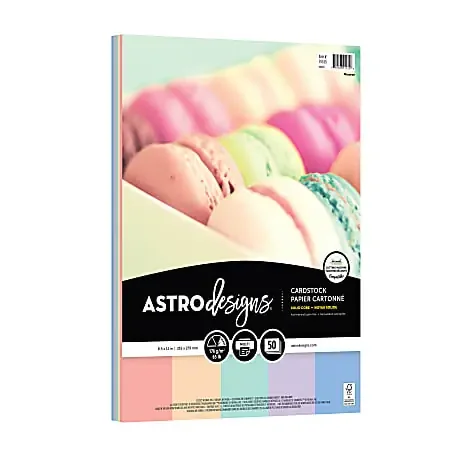 Astrodesigns Color Cardstock, Macaron Assortment, Letter (8-1/2″ x 11″), 65 Lb, Pack Of 50 Sheets
