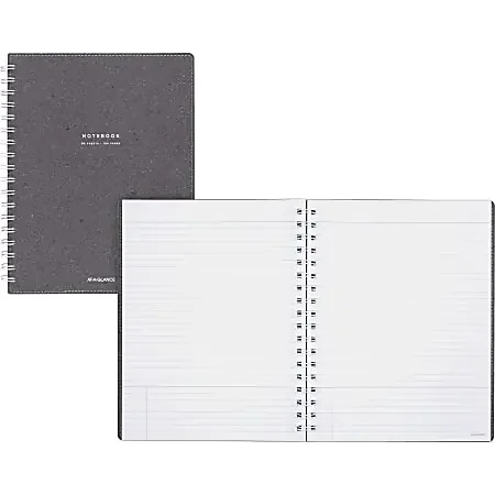 AT-A-GLANCE® Signature Collection™ Twin-Wire Notebook, 7 1/4″ x 9 1/2″, Legal Ruled, 80 Sheets, Heather Gray (YP14445)