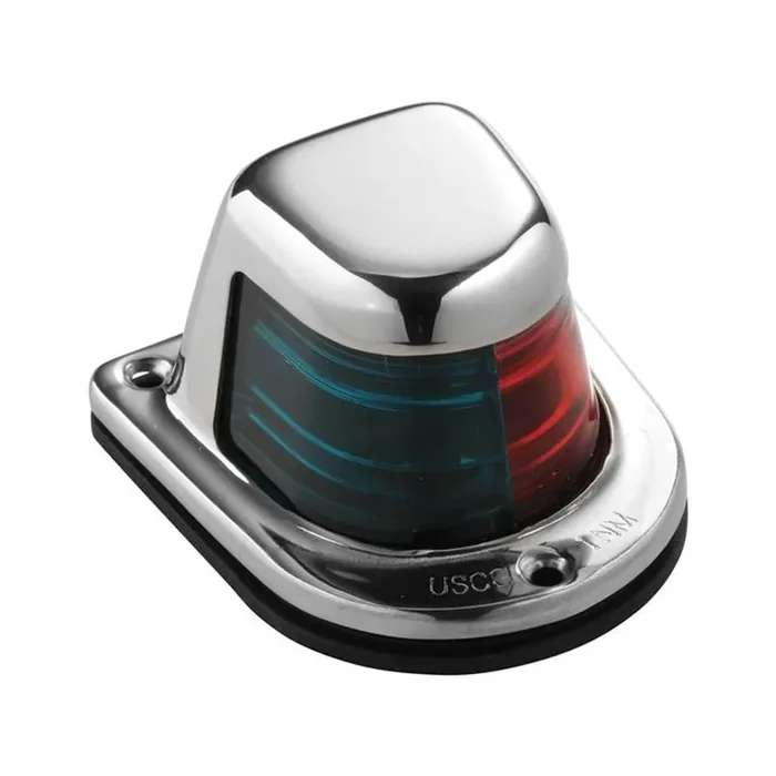 Attwood 1-Mile Deck Mount, Bi-Color Red/Green Combo Sidelight – 12V – Stainless Steel Housing