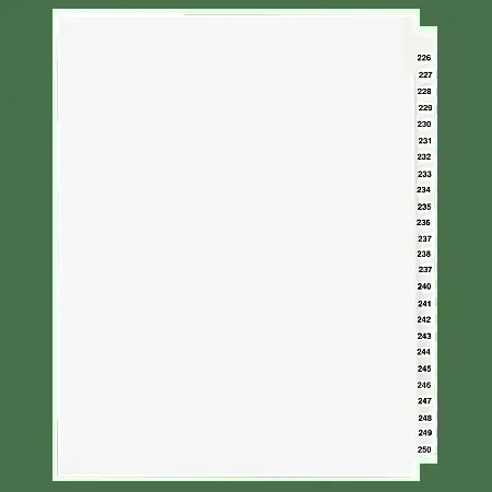 Avery® 20% Recycled Preprinted Laminated Gold-Reinforced Tab Dividers, 8 1/2″ x 11″, White Dividers/White Tabs, 226-250, Pack Of 25