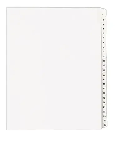 Avery® Allstate®-Style Collated Legal Exhibit Dividers, 8 1/2″ x 11″, White Dividers/White Tabs, 1–25, Pack Of 25 Tabs
