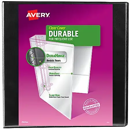Avery® Durable View 3-Ring Binder, 2″ Slant Rings, Black