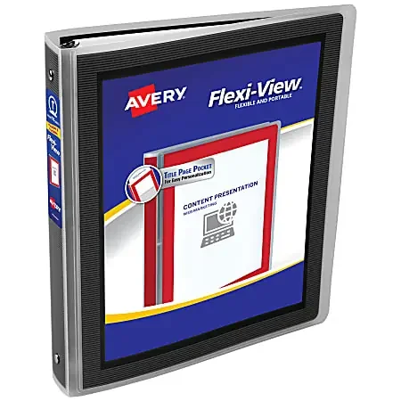 Avery® Flexi-View® 3 Ring Binder, 1″ Round Rings, Black, 1 Binder