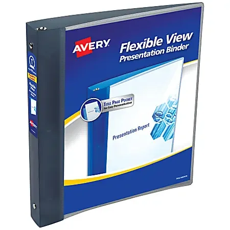 Avery® Flexible View 3 Ring Binder, 1″ Round Rings, Gray, 1 Binder
