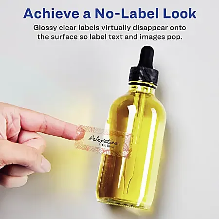 Avery® Glossy Permanent Labels With Sure Feed®, 94217-CGF100, Rectangle, 3/4″ x 3-1/2″, Clear, Pack Of 2,000