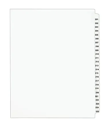 Avery® Standard Collated Legal Dividers Avery® Style, 8 1/2″ x 11″, White Dividers/White Tabs, 201-225 Tab Set, Pack Of 25