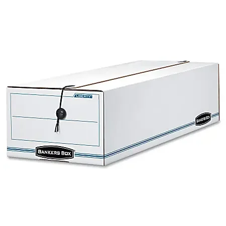 Bankers Box® Liberty® Corrugated Storage Boxes, 4 1/2″ x 6 1/4″ x 24″, White/Blue, Case Of 12