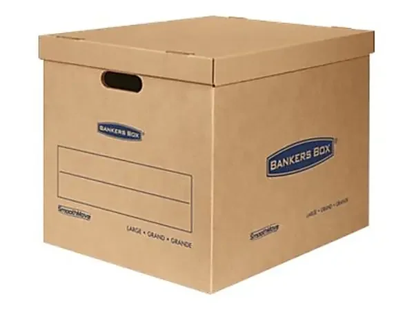Bankers Box® SmoothMove™ Classic Moving/Storage Boxes, Half Slotted Container (HSC), Large, 17″ x 21″ x 17″, Brown/Blue, 5/Carton