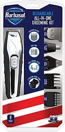 Barbasol Rechargeable 7-Piece All-In-1 Men‘s Grooming Kit, Black