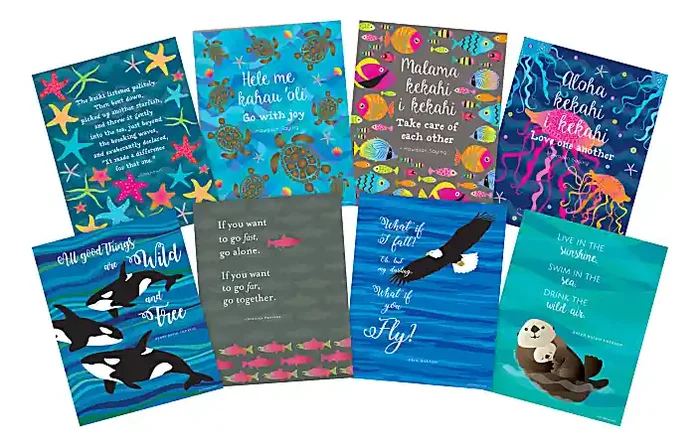 Barker Creek Art Prints, 8″ x 10″, Sea & Sky/Kai Ola, Set Of 8 Prints