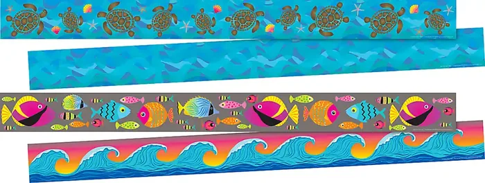 Barker Creek Double-Sided Borders, 3″ x 35″, Kai Ola, 12 Strips Per Pack, Set Of 2 Packs