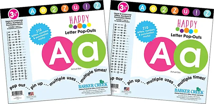 Barker Creek Letter Pop-Outs, 3 1/4″, Happy, Pack Of 420
