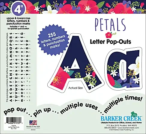 Barker Creek Letter Pop-Outs, 4″, Petals, Pack Of 255 Pop-Outs