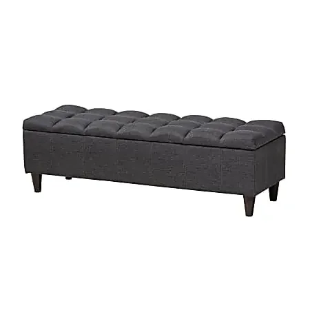 Baxton Studio Mid-Century Modern Upholstered Storage Bench Ottoman, Charcoal