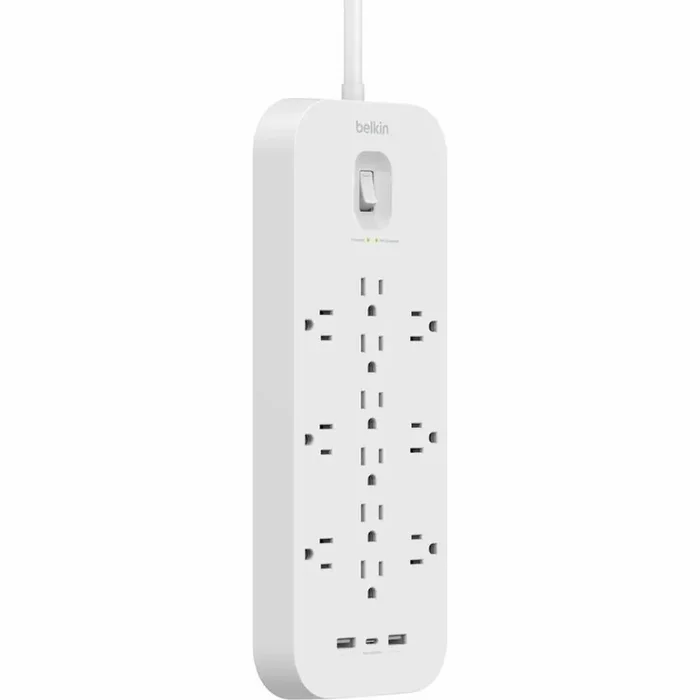 Belkin 12-Outlets Surge Suppressor/Protector – 2 x USB Type A, 1 x USB Type C, 12 x NEMA