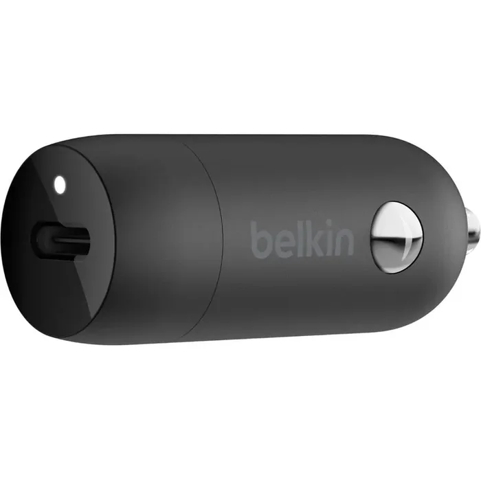 Belkin BoostCharge 30W USB-C Car Charger – 12 V DC Input – 3 A Output – Black
