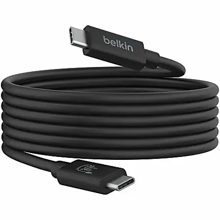 Belkin USB4 Cable, 240W + 20Gbps – 6.56 ft USB4 A/V/Power/Data Transfer Cable – INZ004BT2MBK