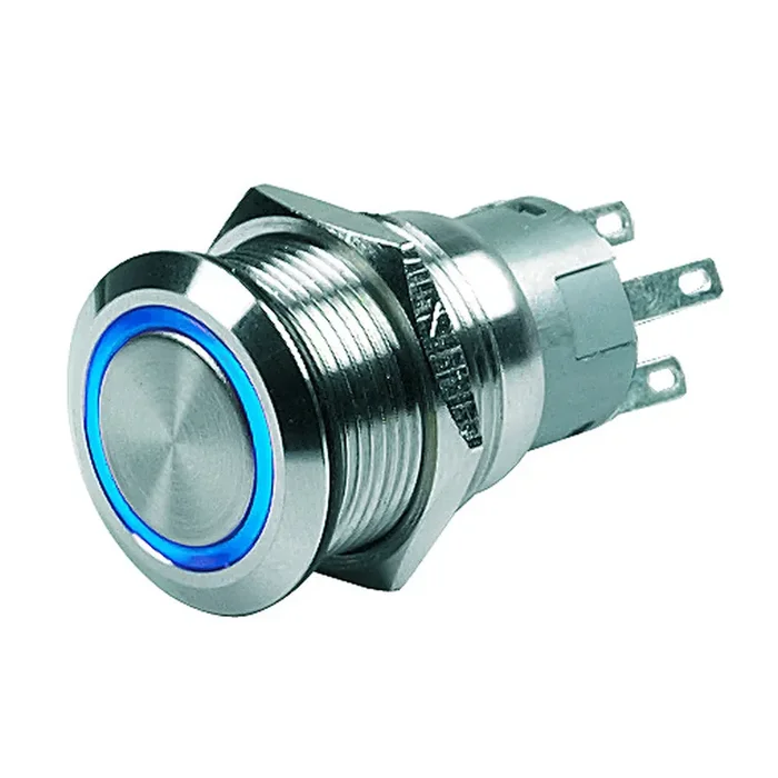 BEP Push Button Switch – 24V Momentary (On)/Off – Blue LED