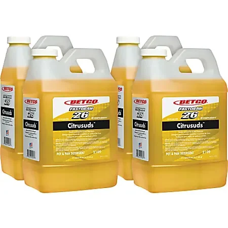 Betco Symplicity FastDraw 26 Citrusuds Pot/Pan Detergent – Concentrate – 67.6 fl oz (2.1 quart) – Lemon Scent – 21094700CT