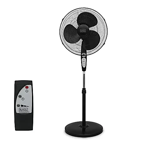 Black+Decker 18″ Pedestal Stand Fan, 52″H x 16-1/2″W x 16-1/2″D, Black