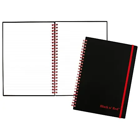 Black n‘ Red™ Poly Notebook/Journal, 8 1/4″ x 5 7/8″, Black/Red, 70 Pages (35 Sheets), (C67009)