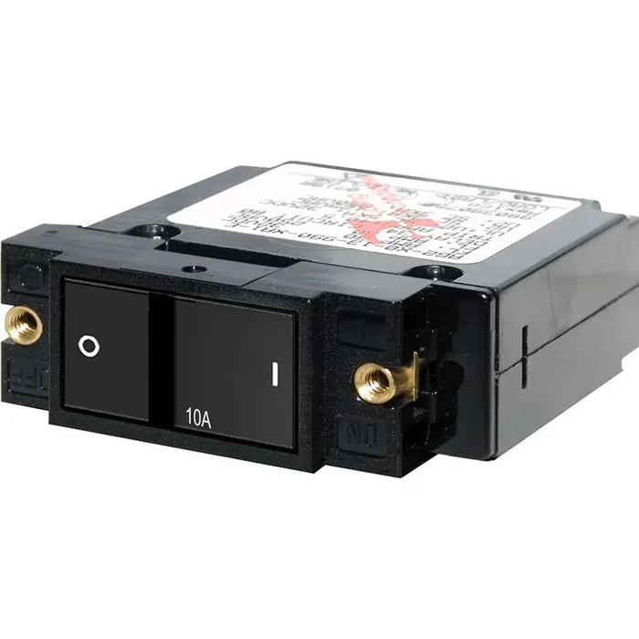 Blue Sea 7402 Single Pole Small Case 2″ Flat Rocker Circuit Breaker – 10 Amp