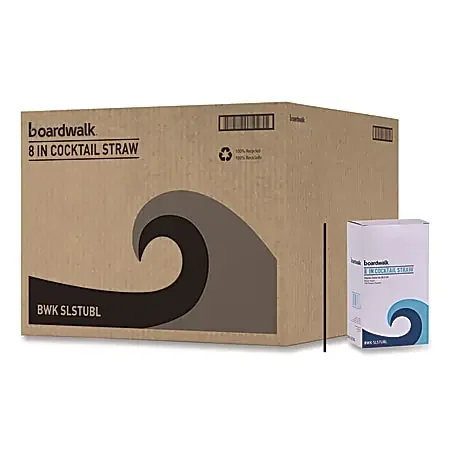 Boardwalk® Cocktail Straws, 8″, Black, Pack Of 5,000 Straws