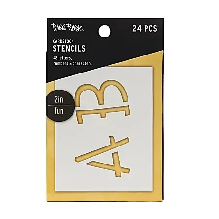 Brea Reese Cardstock Stencils, Fun Letters, 2″, White, Pack Of 24 Stencils