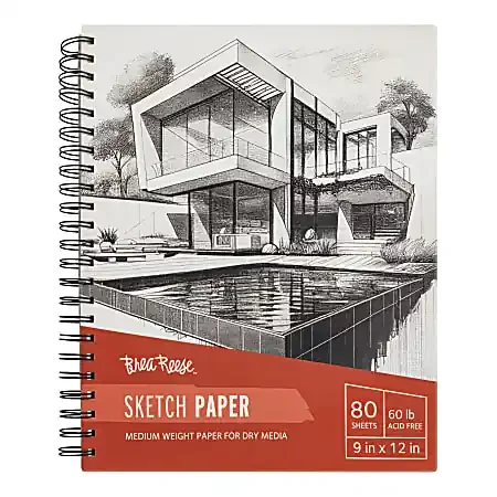 Brea Reese Sketch Paper Pad, 9″ x 12″, 80 Sheets, White
