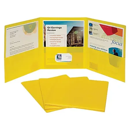 C-Line® 3-Pocket Poly Portfolios, 8-1/2″ x 11″, Letter Size, Yellow, Pack Of 24 Portfolios