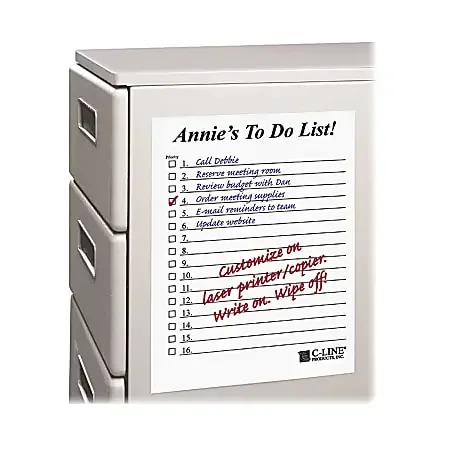 C-Line Self-Stick Dry-Erase Sheets, 8 1/2″ x 11″, White, Box Of 25