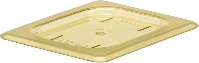 Cambro H-Pan High-Heat GN 1/8 Flat Covers, 3/8″H x 5-1/4″W x 6-3/8″D, Amber, Pack Of 6 Covers