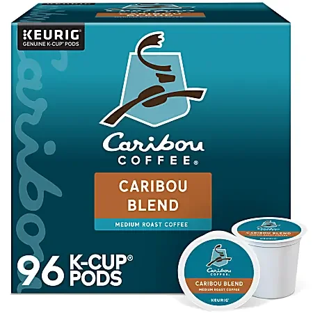 Caribou Coffee Single-Serve Coffee K-Cups®, Caribou Blend, Carton Of 4 K-Cups, Box Of 24 Cartons