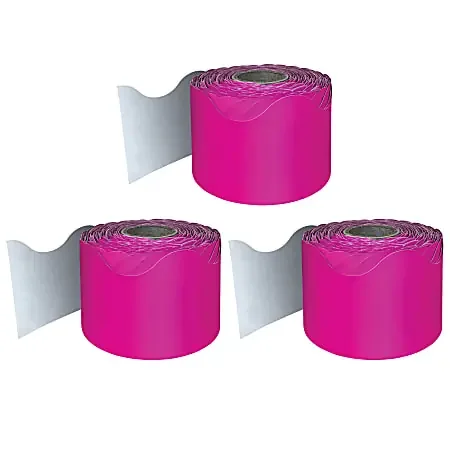 Carson Dellosa Education Rolled Scalloped Borders, Hot Pink, 65‘ Per Roll, Pack Of 3 Rolls