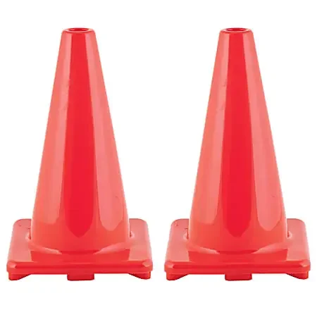 Champion Sports Hi-Visibility Flexible Vinyl Cones, 18″, Orange, Pack Of 2 Cones