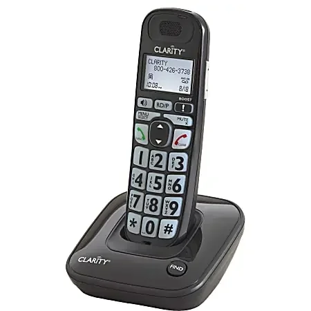 Clarity D703 DECT 6.0 Amplified Cordless Phone, 7.5″H x 4″W x 5″D, Black, CLAR53703