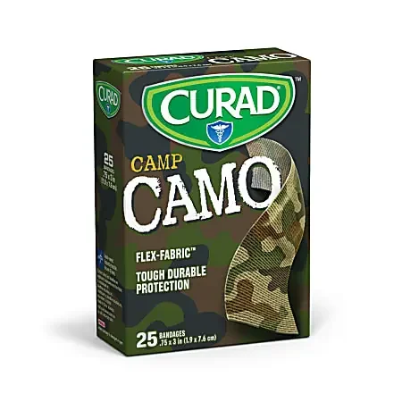 CURAD® Camo Fabric Adhesive Bandages, 3/4″ x 3″, Camo Green, Case Of 24