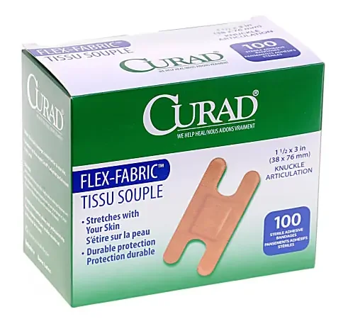 CURAD® Flex-Fabric Adhesive Bandages, Knuckle, 1 1/2″ x 3″, Tan, Pack Of 1,200