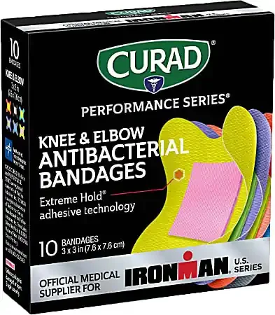 CURAD® IRONMAN Performance Series Antibacterial Bandages, 3″ x 3″, Pack Of 240 Bandages