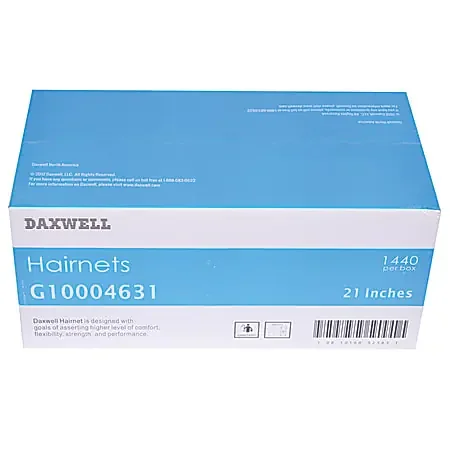 Daxwell Nylon Hairnets, 21″, Black, 144 Hairnets Per Box, Case Of 10 Boxes