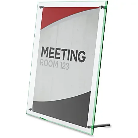 Deflecto Superior Image Beveled Sign Holder – 1 Each – 5″x 7″ – Rectangular Shape – Self-standing, Lightweight, Beveled Edge – Clear, Green – 799593