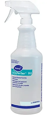 Diversey Screen-Printed Empty Bottles, Suma Pan Clean, 32 Oz, Clear, Pack Of 12 Bottles.