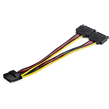 Dual SATA to LP4 Power Doubler Cable Adapter, SATA to 4 Pin LP4 Internal PC Peripheral Power Supply Connector, 9 Amps/108W