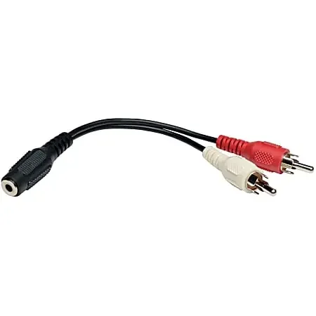 Eaton Tripp Lite Series 3.5 mm Mini Stereo to RCA Audio Y Splitter Adapter Cable (F/2xM), 6 in. (15.2 cm) – P31606N