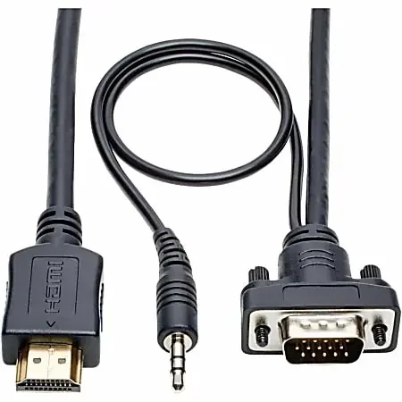 Eaton Tripp Lite Series HDMI to VGA + Audio Active Adapter Cable (HDMI to Low-Profile HD15 + 3.5 mm M/M), 3 ft. (0.9 m) – P566003VGAA