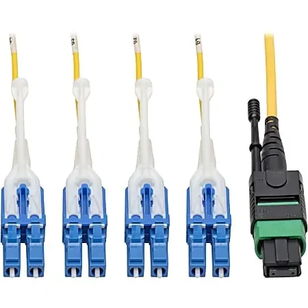 Eaton Tripp Lite Series MTP/MPO (APC) to 4xLC (UPC) Singlemode Breakout Patch Cable, 40/100 GbE, QSFP+ 40GBAS – N39003M8LCAP
