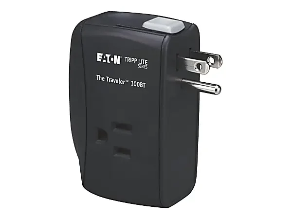Eaton Tripp Lite Series Notebook Surge Protector Wallmount Direct Plug In 2 Outlet RJ45 – black – TRAVLER100BT